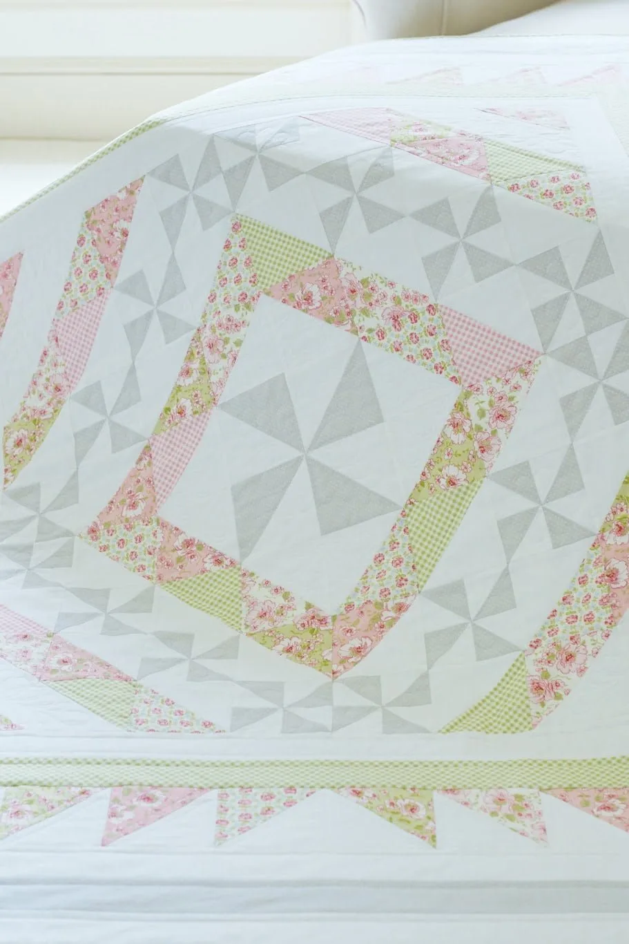 Pinwheel Promenade Quilt Pattern on Chaise