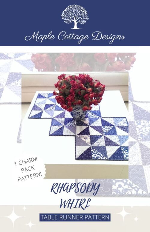 Rhapsody Whirl table runner pattern cover picture