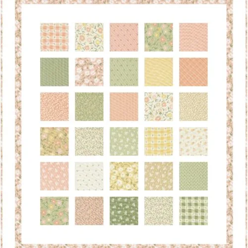 Charmingly quilt pattern shown in baby size Flower Girl fabric