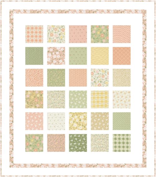 Charmingly quilt pattern shown in baby size Flower Girl fabric