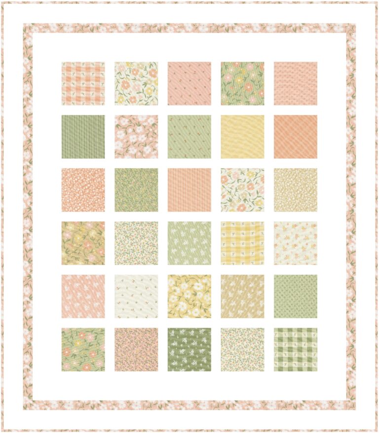 Charmingly quilt pattern shown in baby size Flower Girl fabric