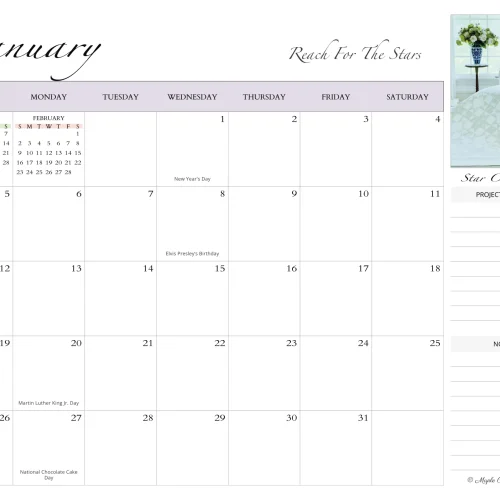 2025 Calendar January Page