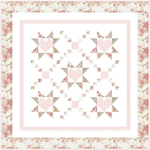 Loving Wishes baby quilt kit in pink and gray