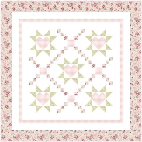 Baby Quilt Kit - Loving Wishes in Pink and Green