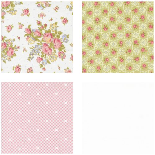 Loving Wishes fabric card pink and green