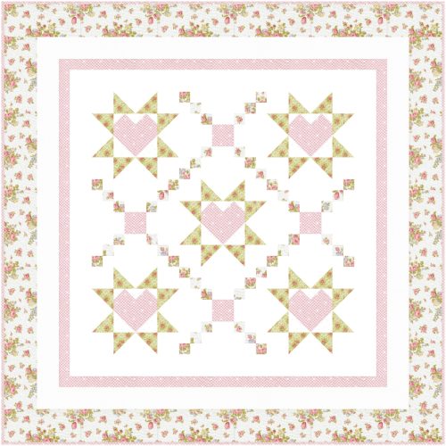 Baby Quilt Kit - Loving Wishes in Pink and Green