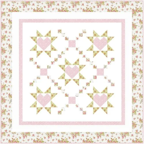 Baby Quilt Kit - Loving Wishes in Pink and Green