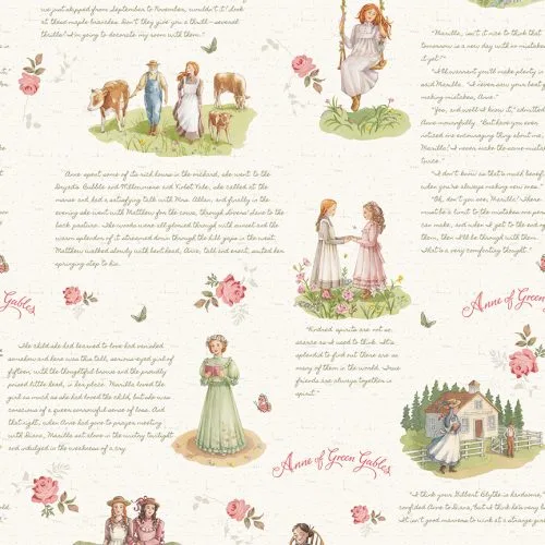Anne of Green Gables Fabric - Main Cream CD16120 Price Per 1/2 Yard