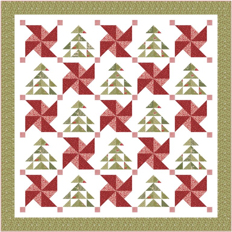 Peppermint and Pine quilting pattern queen size