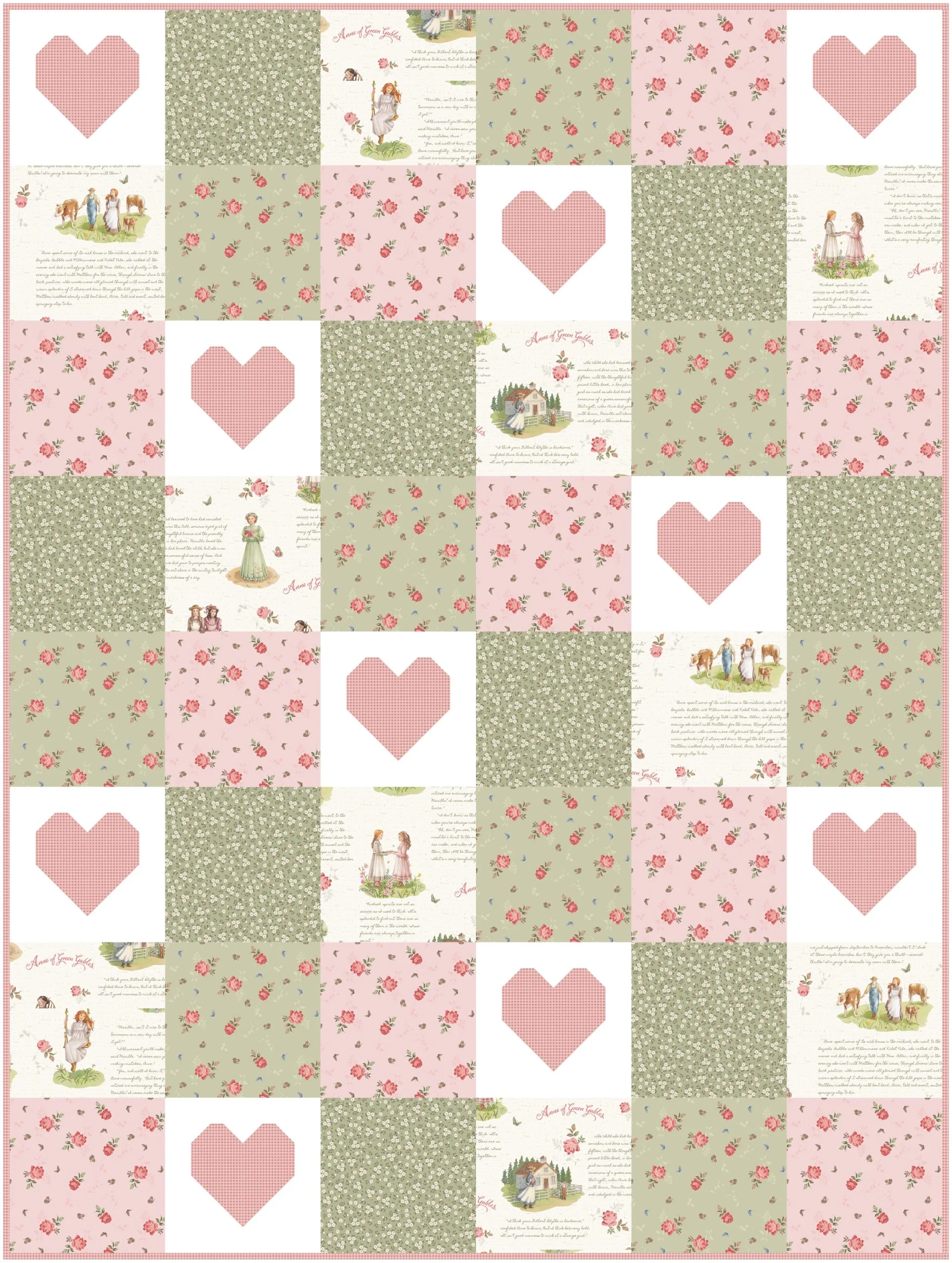 crib size quilt kit for Patchwork of Love 2 off white