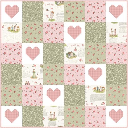 Baby size quilt kit in Patchwork of Love 2 off-white