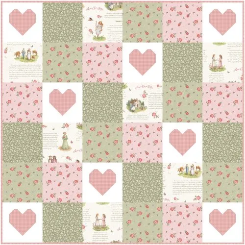 Baby size quilt kit in Patchwork of Love 2 off-white