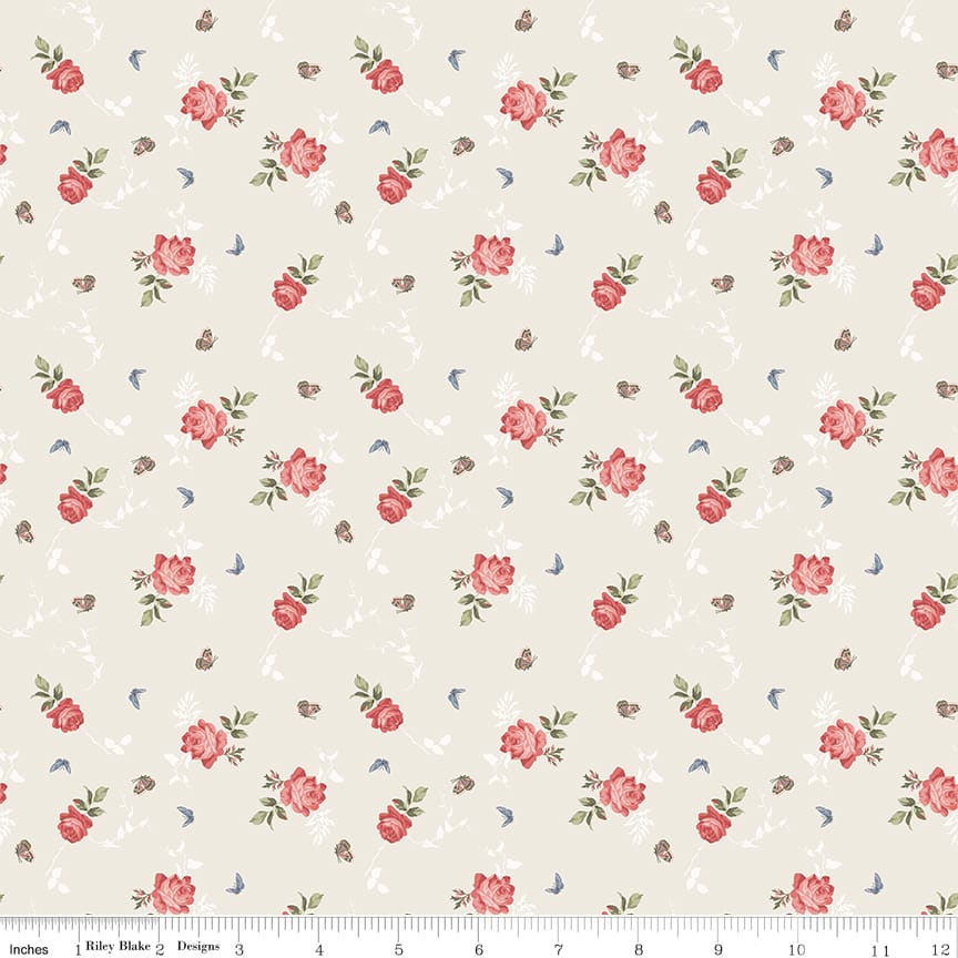 Anne of Green Gables Fabric - Cream Roses C16124 Price Per 1/2 Yard - Image 2