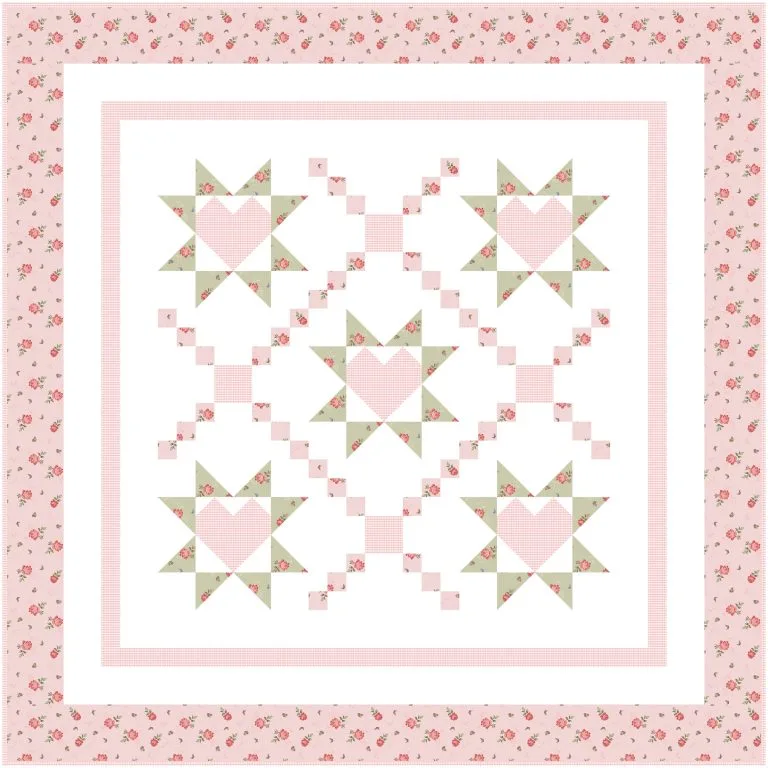 baby quilt kit for Loving Wishes in pink and green