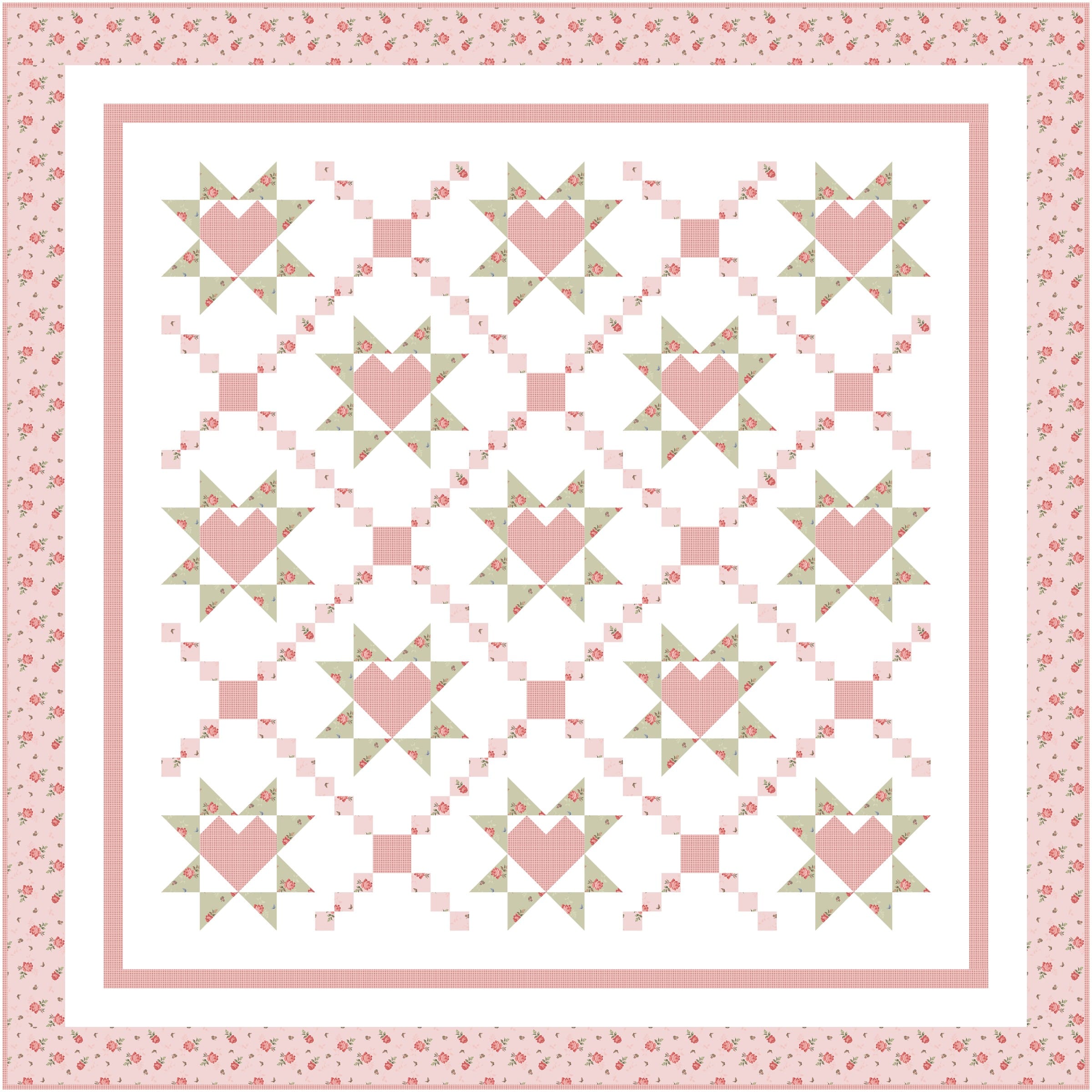Baby Quilt Kit - Loving Wishes in Pink and Green (Baby and Crib Sizes) - Image 2