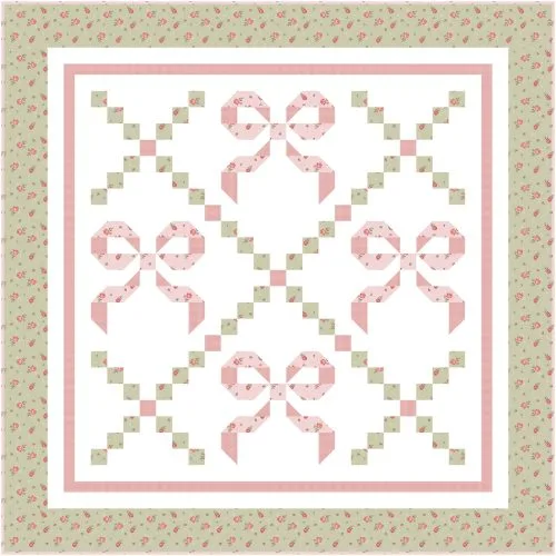 quilt kit in pink and green in baby crib size