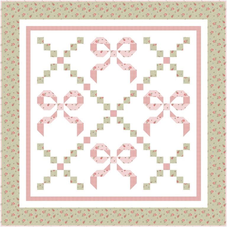 quilt kit in pink and green in baby crib size