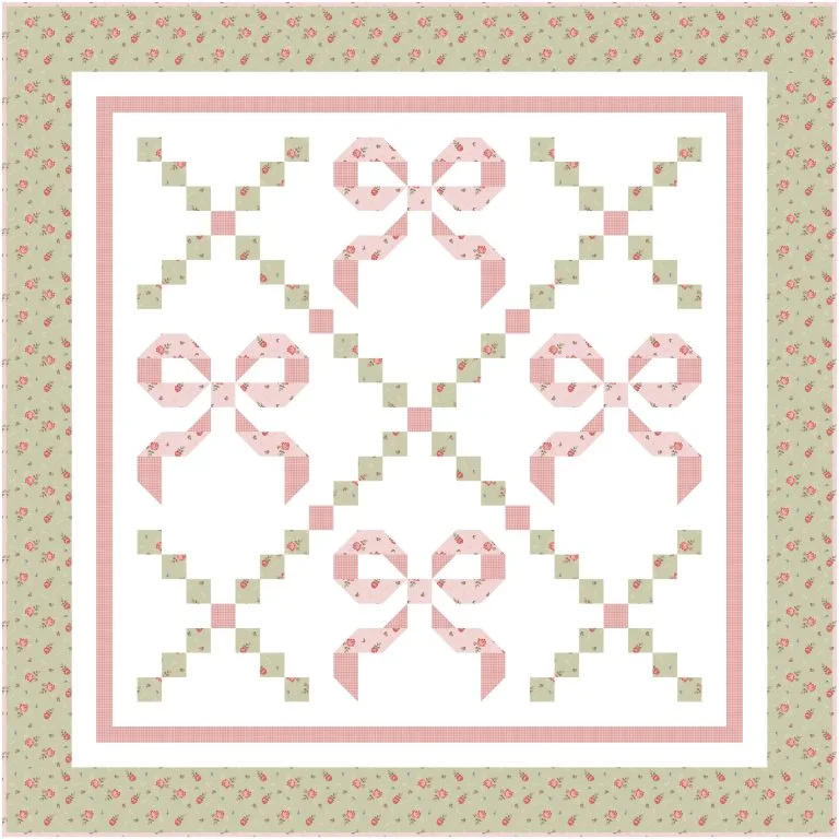 quilt kit in pink and green in baby crib size