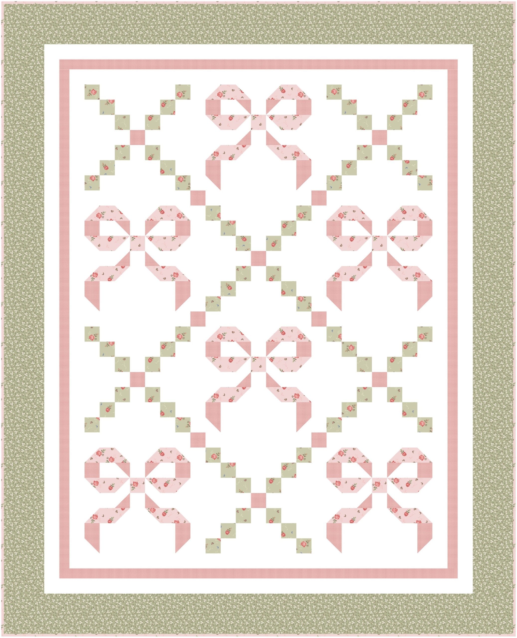 Quilt Kit - Buttons and Bows in Pink and Green (Crib and Throw Sizes) - Image 2