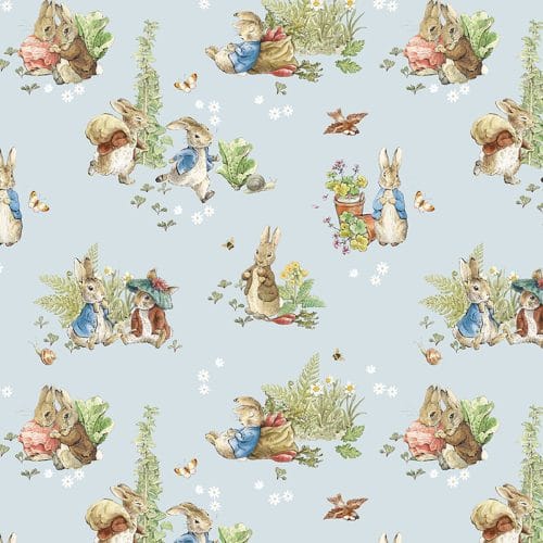 Peter Rabbit fabric main blue