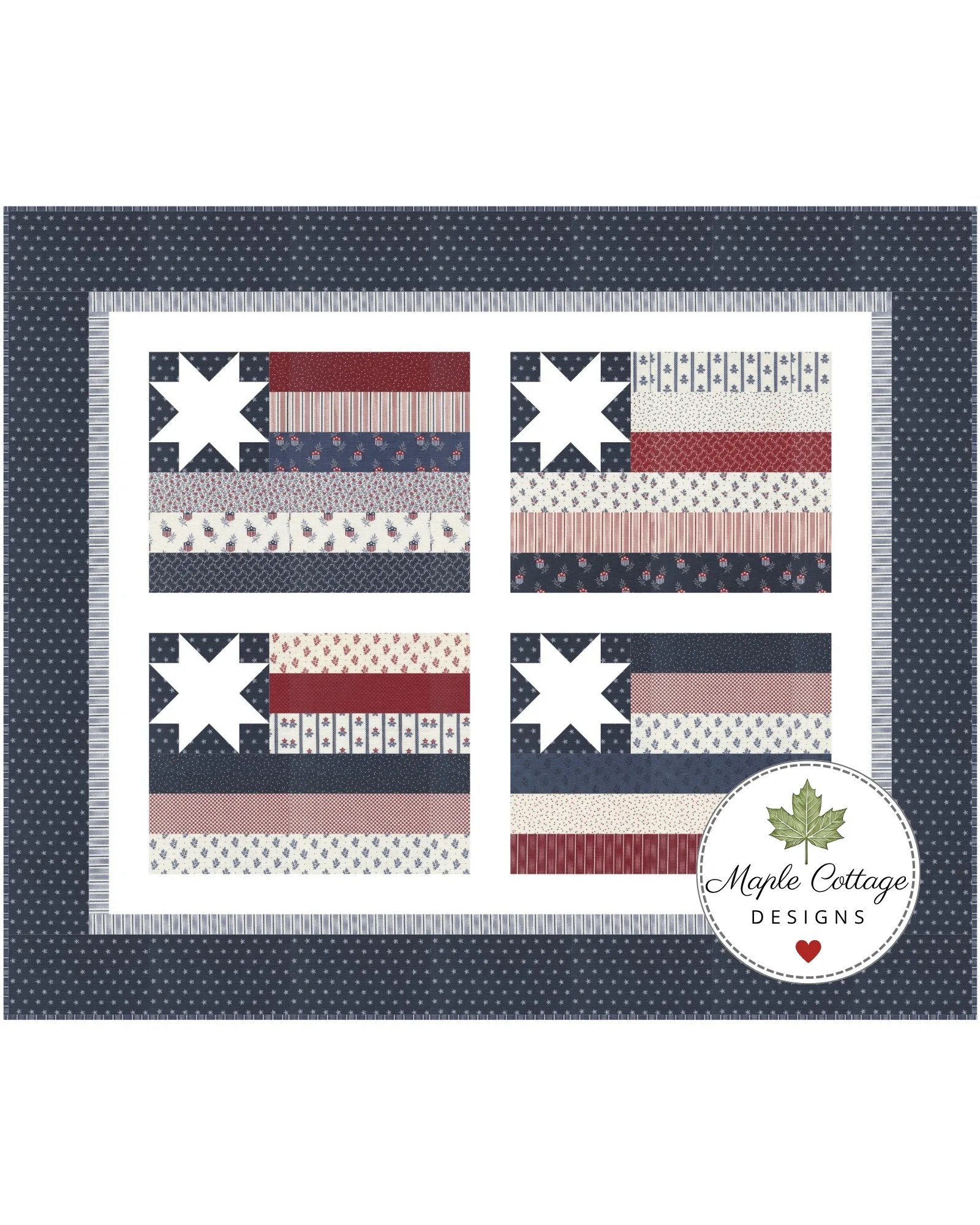 Liberty Stars wall hanging quilt pattern