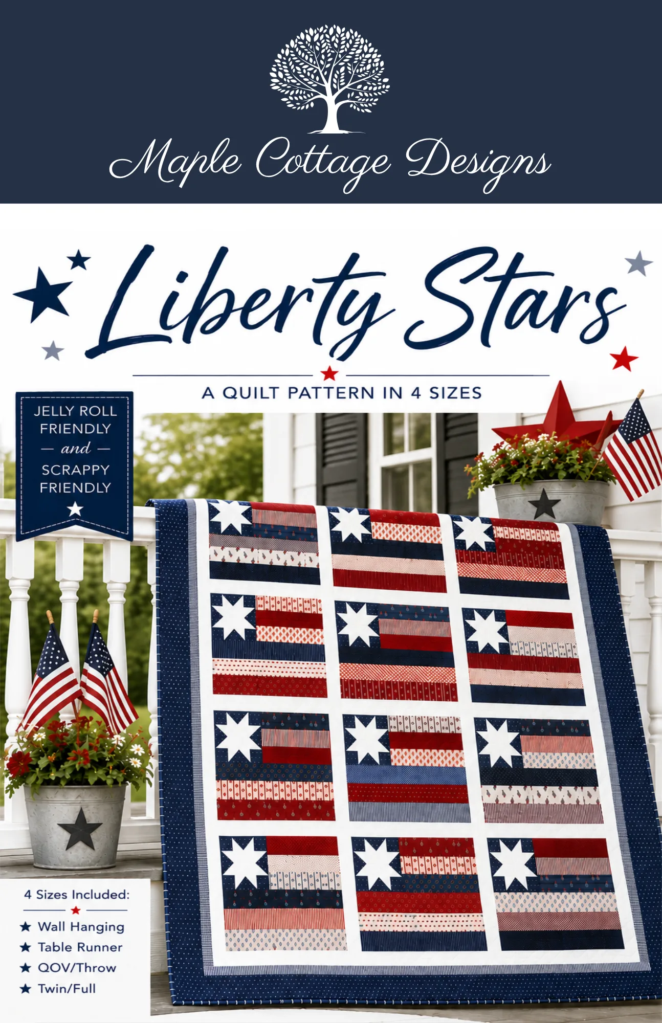 Liberty Stars quilt pattern cover image