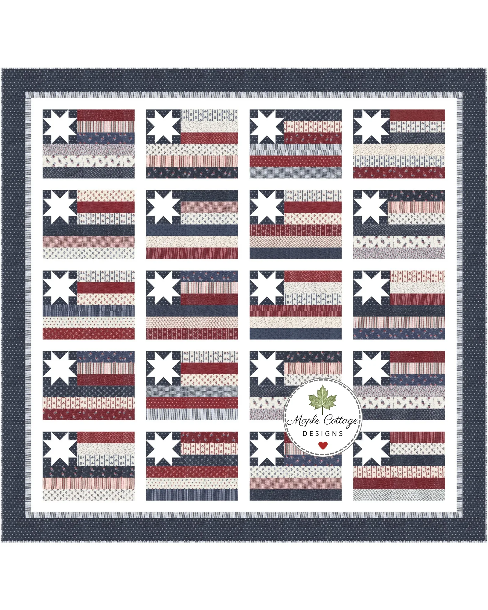 Patriotic quilt pattern for jelly rolls