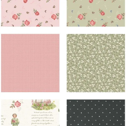 fabric samples for Little Forest Cottage quilt kit