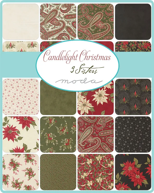 Assorted Candlelight Christmas layer cake fabric