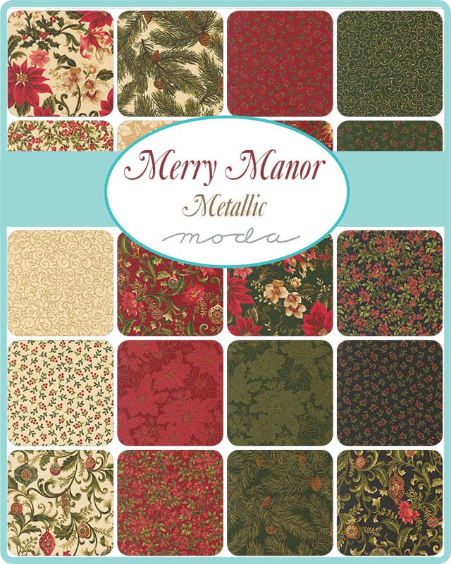 Merry Manor Metallic Charm Pack Fabric - Image 2