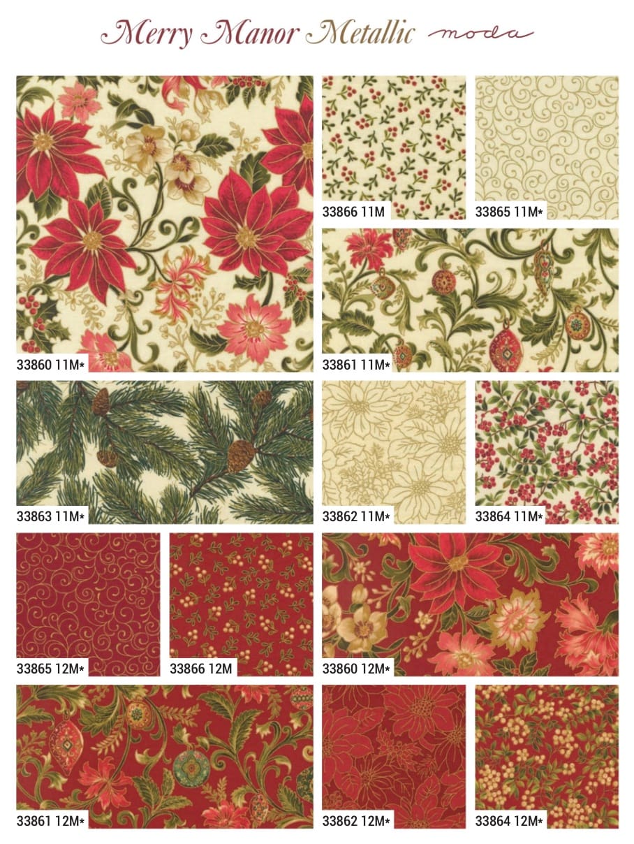 Merry Manor Metallic fabric card 1