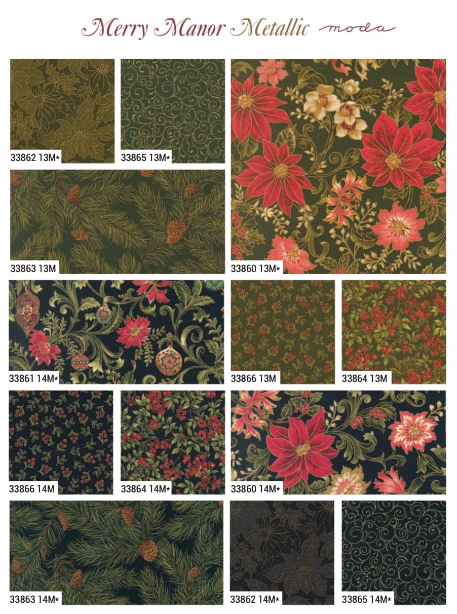 Merry Manor Metallic Charm Pack Fabric - Image 4