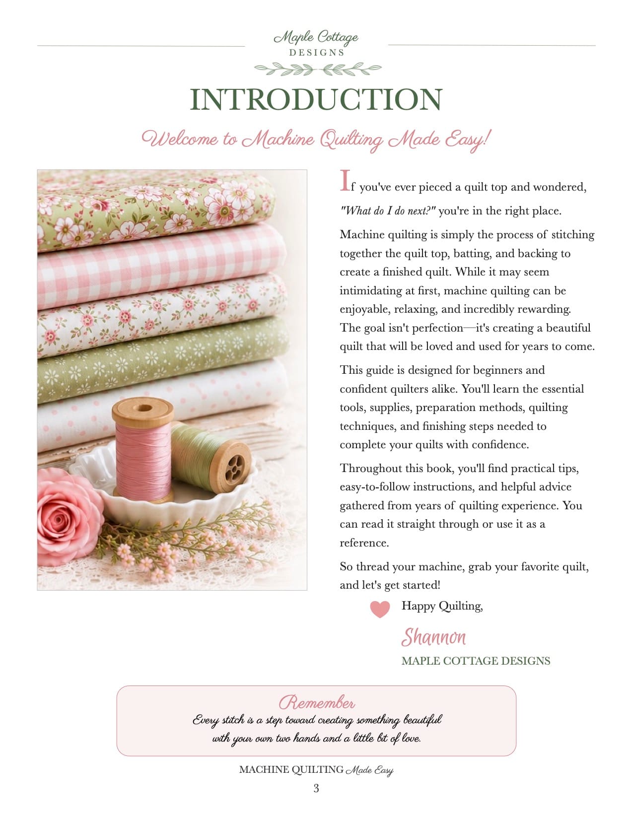 Machine Quilting Made Easy book intro